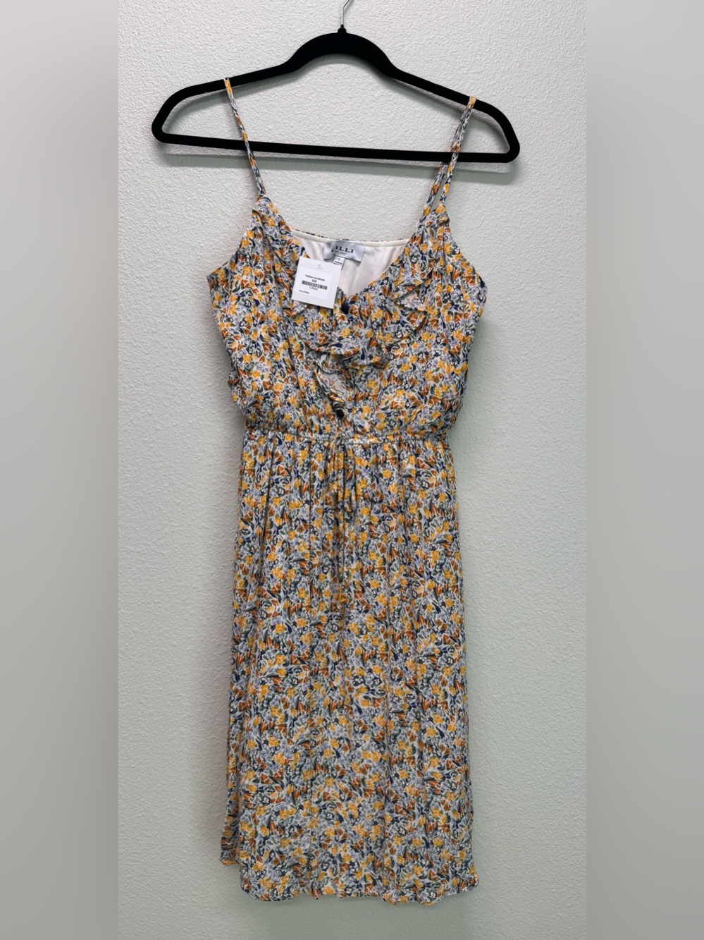 NWT Gilli Spaghetti Strap Floral Mini Dress in Yellow & Blue, Various Sizes
